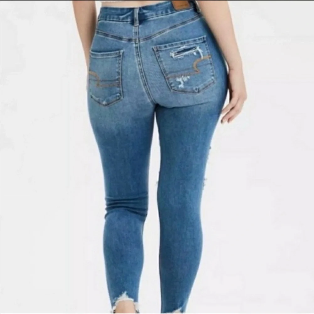 American Eagle Ne(x)t Level Hi-Rise Jeggings Cool TORN Plus Size 24 Regular NWT - Picture 2 of 5